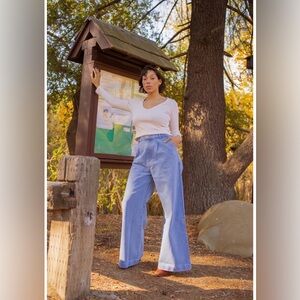 Wide Leg Denim Trousers